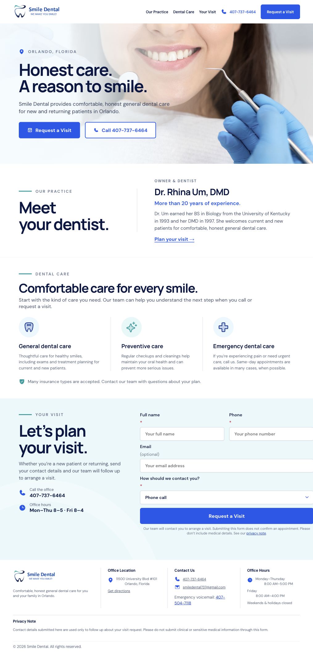 Smile Dental website preview